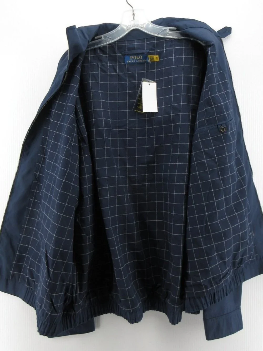 Polo Ralph Lauren Jacket 2XB Big Navy Bi Swing Coat Bomber Check Lined